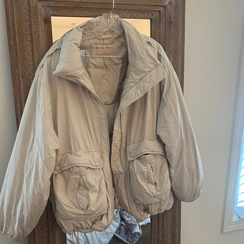We The Free Beige Puffer Jacket